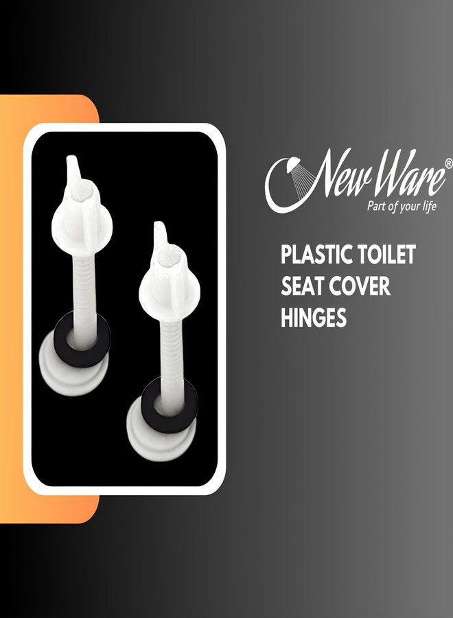 NEW WARE® PVC Plastic Toilet Seat Cover Hinges - CERA Type | Round Long Clamp | Durable, Rust-Free Bathroom Fittings | Easy Installation | White | Pack of 1 Set - Image 3